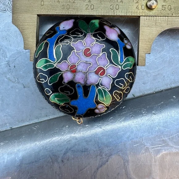 Handmade Cloisonne and Pink Pearl Necklace - Picture 7 of 8